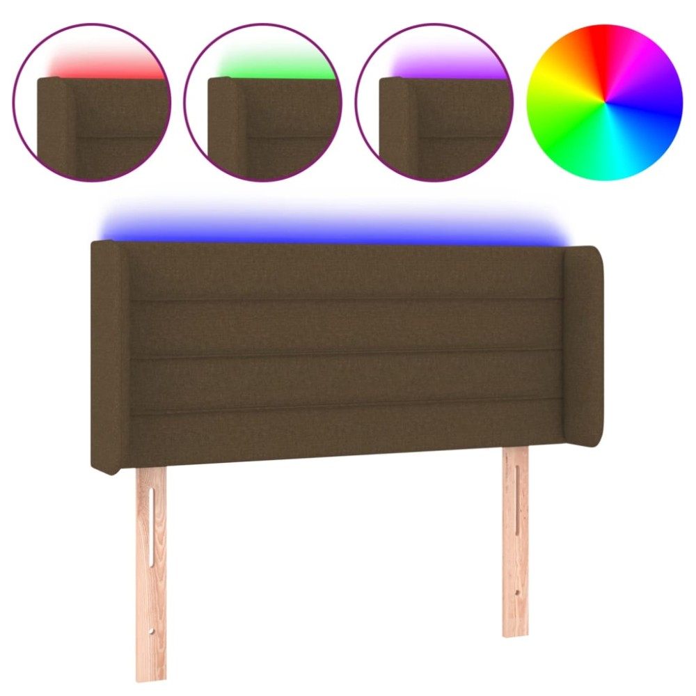 vidaXL Κεφαλάρι Κρεβατιού LED Σκούρο Καφέ 83x16x78/88 εκ. Υφασμάτινο