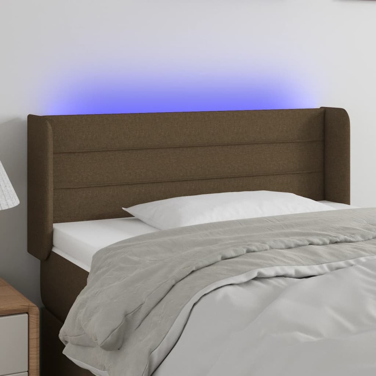 vidaXL Κεφαλάρι Κρεβατιού LED Σκούρο Καφέ 83x16x78/88 εκ. Υφασμάτινο