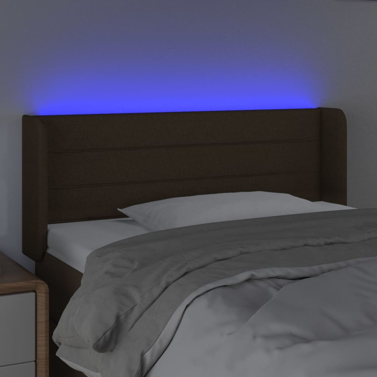 vidaXL Κεφαλάρι Κρεβατιού LED Σκούρο Καφέ 83x16x78/88 εκ. Υφασμάτινο