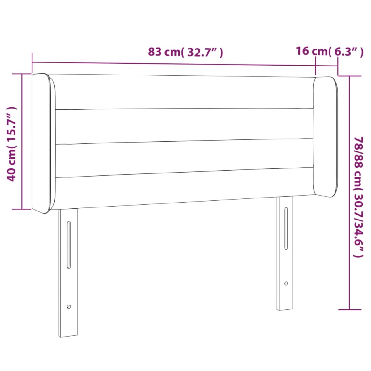 vidaXL Κεφαλάρι Κρεβατιού LED Σκούρο Καφέ 83x16x78/88 εκ. Υφασμάτινο
