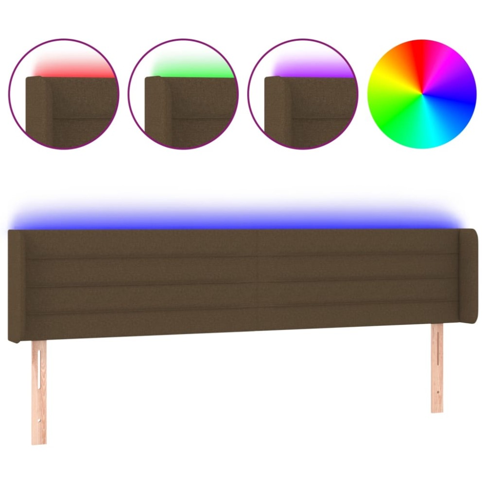 vidaXL Κεφαλάρι Κρεβατιού LED Σκούρο Καφέ 163x16x78/88 εκ. Υφασμάτινο