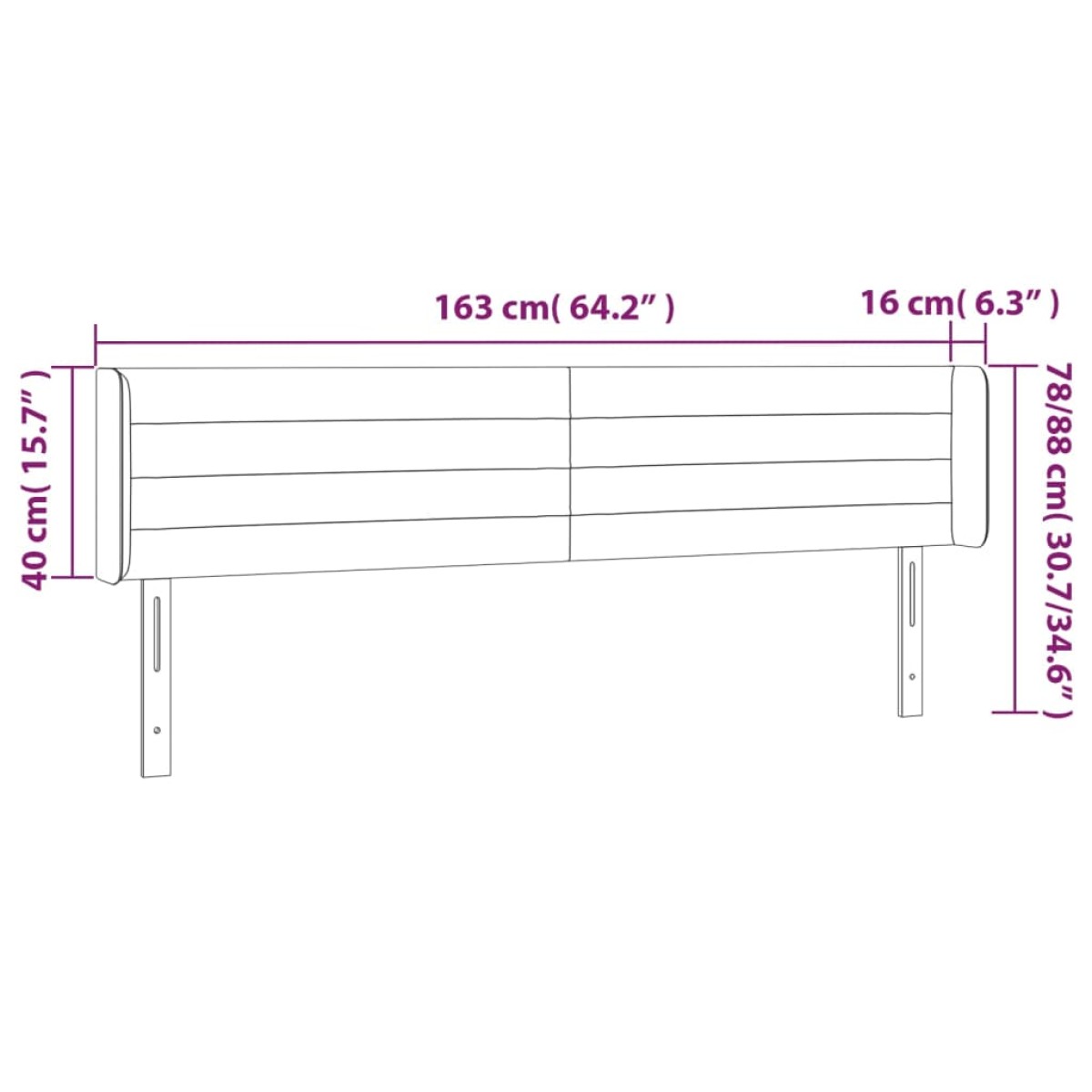vidaXL Κεφαλάρι Κρεβατιού LED Taupe 163x16x78/88 εκ. Υφασμάτινο