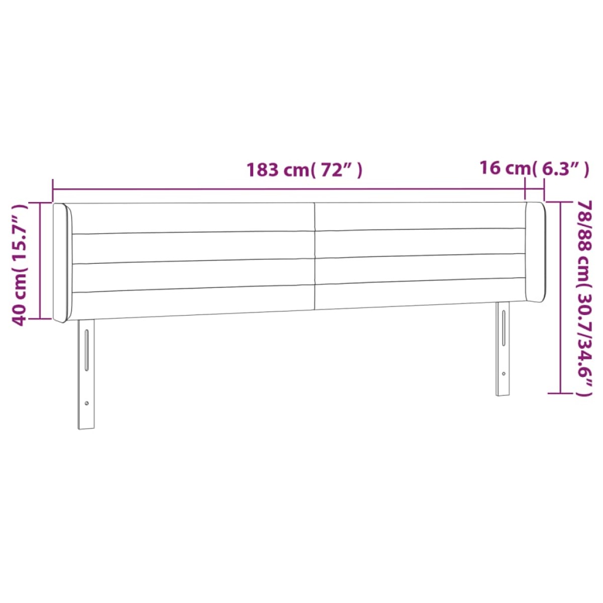 vidaXL Κεφαλάρι Κρεβατιού LED Μπλε 183x16x78/88 εκ. Υφασμάτινο