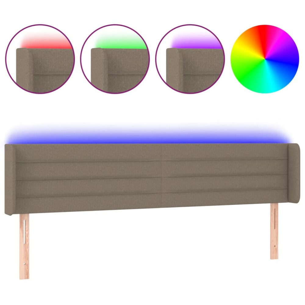 vidaXL Κεφαλάρι Κρεβατιού LED Taupe 203x16x78/88 εκ. Υφασμάτινο