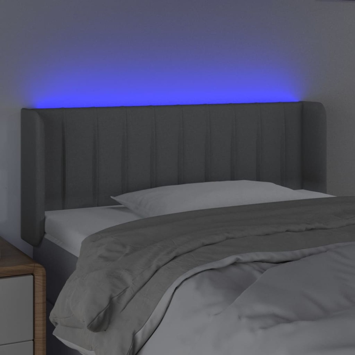 vidaXL Κεφαλάρι Κρεβατιού LED Ανοιχτό Γκρι 93x16x78/88 εκ. Υφασμάτινο