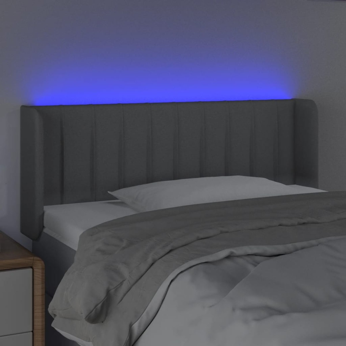 vidaXL Κεφαλάρι Κρεβατιού LED Ανοιχτό Γκρι 103x16x78/88 εκ. Υφασμάτινο