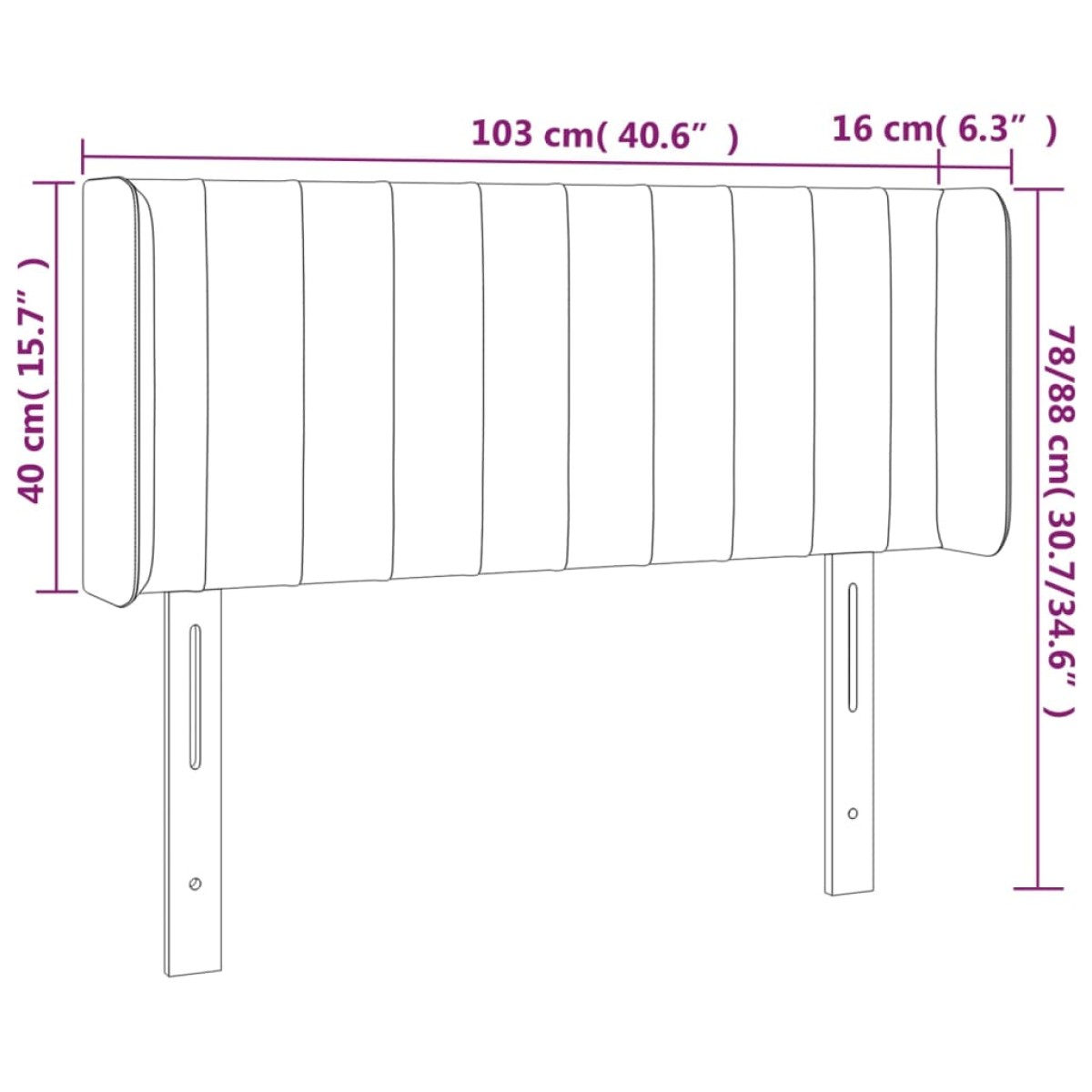 vidaXL Κεφαλάρι Κρεβατιού LED Ανοιχτό Γκρι 103x16x78/88 εκ. Υφασμάτινο