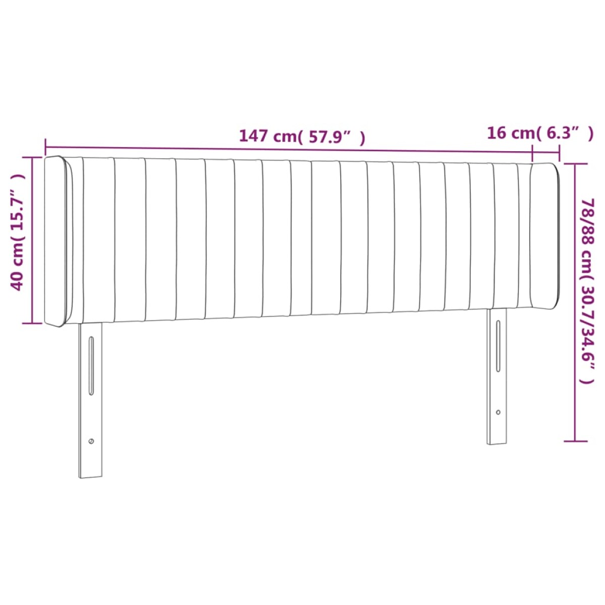 vidaXL Κεφαλάρι Κρεβατιού LED Σκούρο Καφέ 147x16x78/88 εκ. Υφασμάτινο