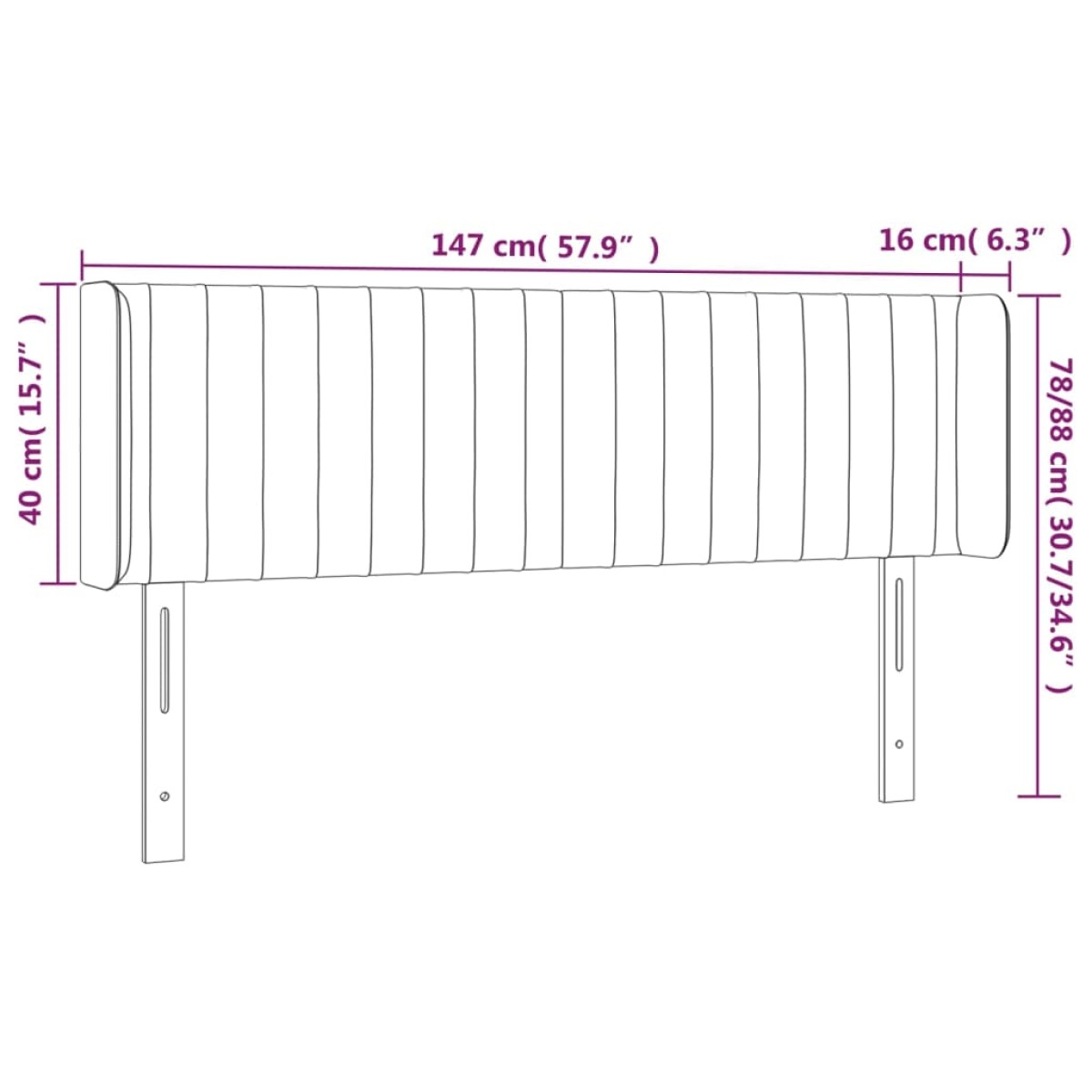 vidaXL Κεφαλάρι Κρεβατιού LED Ροζ 147x16x78/88 εκ. Βελούδινο