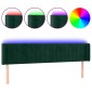 vidaXL Κεφαλάρι Κρεβατιού LED Σκούρο Πράσινο 163x16x78/88εκ. Βελούδινο