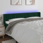 vidaXL Κεφαλάρι Κρεβατιού LED Σκούρο Πράσινο 163x16x78/88εκ. Βελούδινο