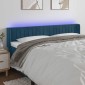 vidaXL Κεφαλάρι Κρεβατιού LED Σκούρο Μπλε 203x16x78/88 εκ. Βελούδινο