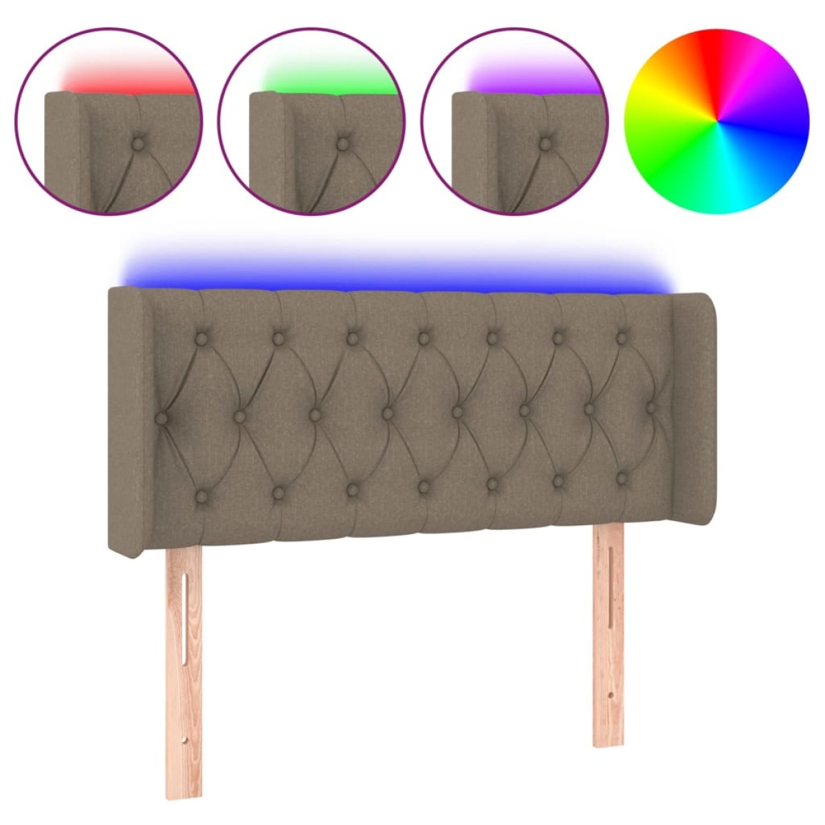 vidaXL Κεφαλάρι Κρεβατιού LED Taupe 93x16x78/88 εκ. Υφασμάτινο
