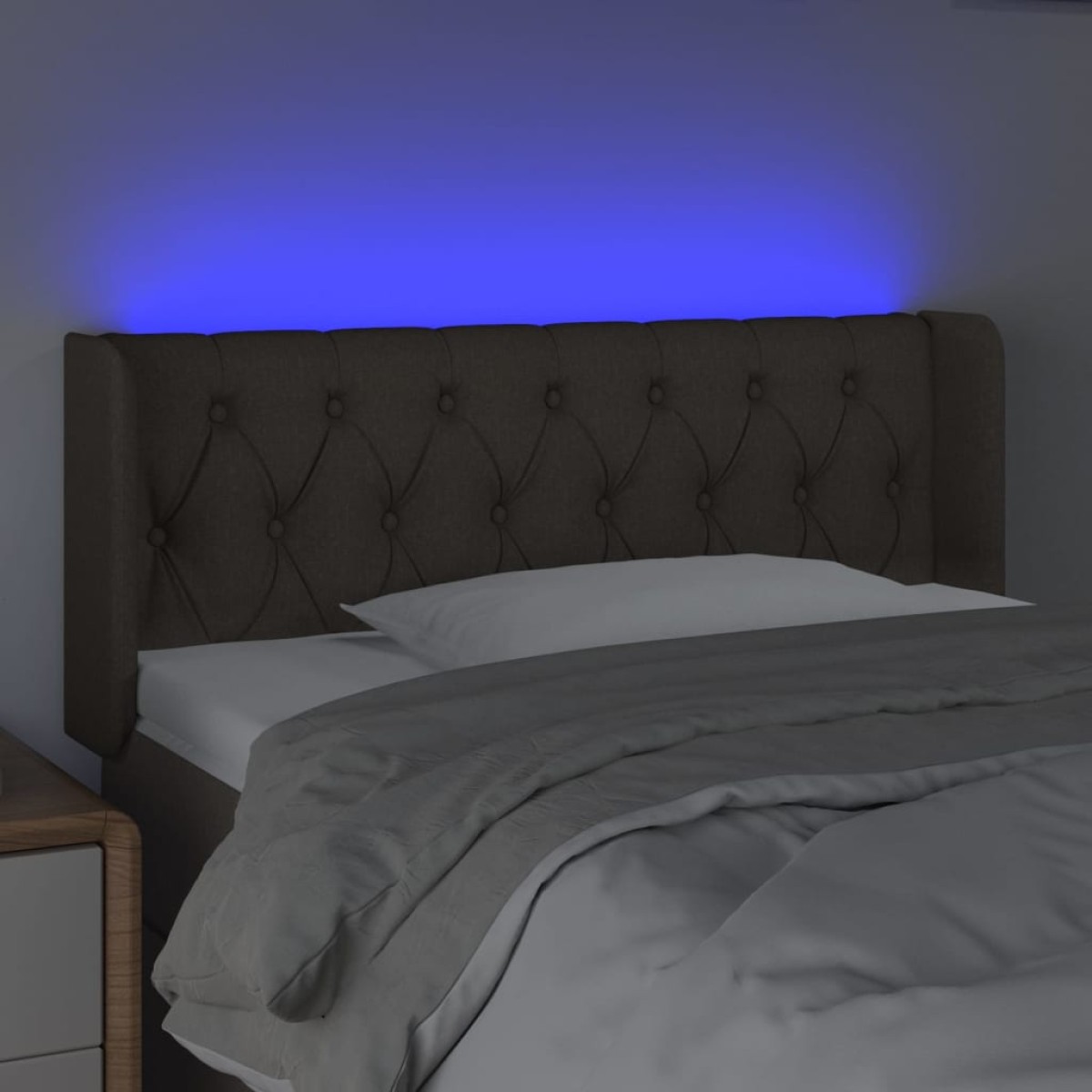 vidaXL Κεφαλάρι Κρεβατιού LED Taupe 93x16x78/88 εκ. Υφασμάτινο