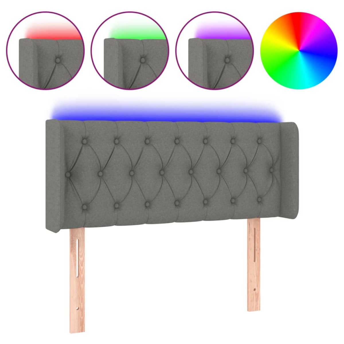 vidaXL Κεφαλάρι Κρεβατιού LED Σκούρο Γκρι 103x16x78/88 εκ. Υφασμάτινο