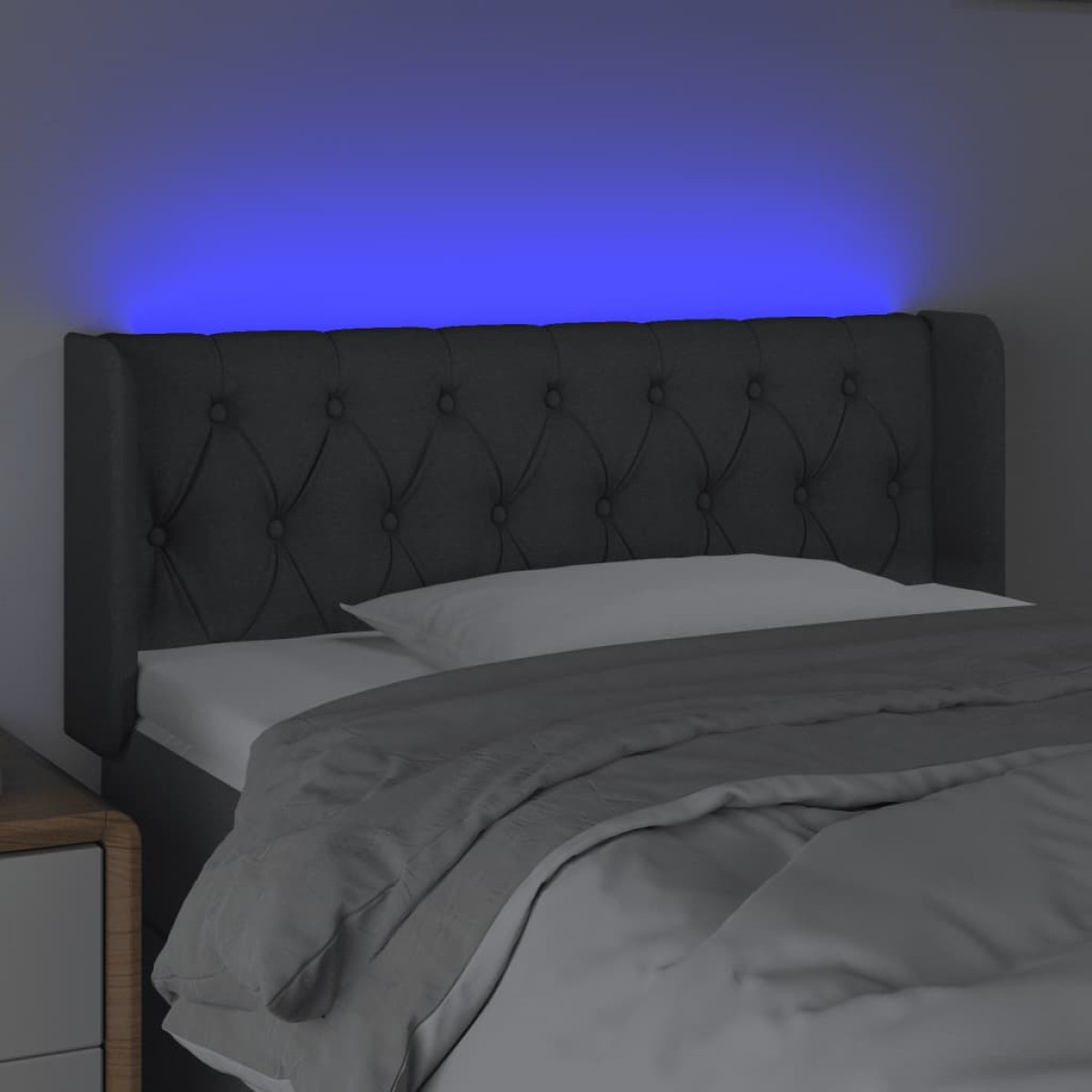 vidaXL Κεφαλάρι Κρεβατιού LED Σκούρο Γκρι 103x16x78/88 εκ. Υφασμάτινο