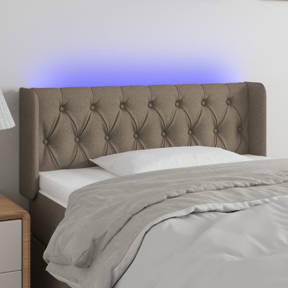 vidaXL Κεφαλάρι Κρεβατιού LED Taupe 103x16x78/88 εκ. Υφασμάτινο