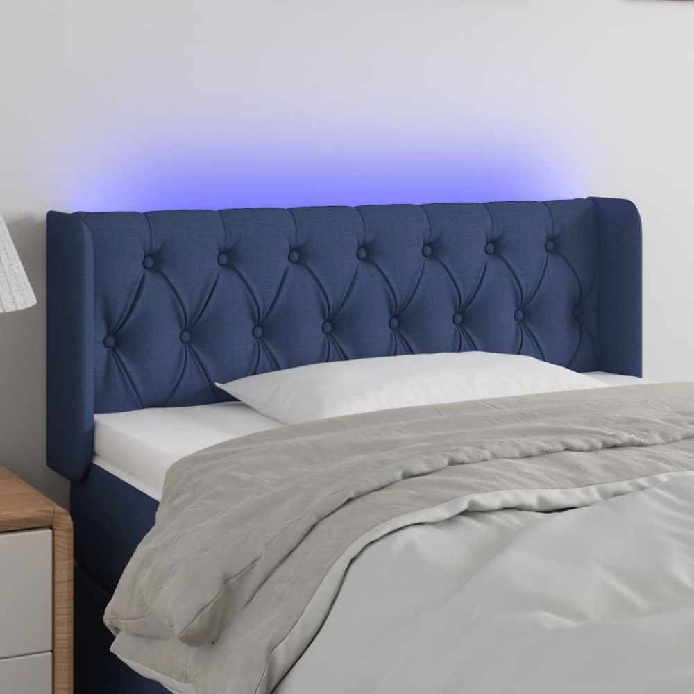 vidaXL Κεφαλάρι Κρεβατιού LED Μπλε 103x16x78/88 εκ. Υφασμάτινο