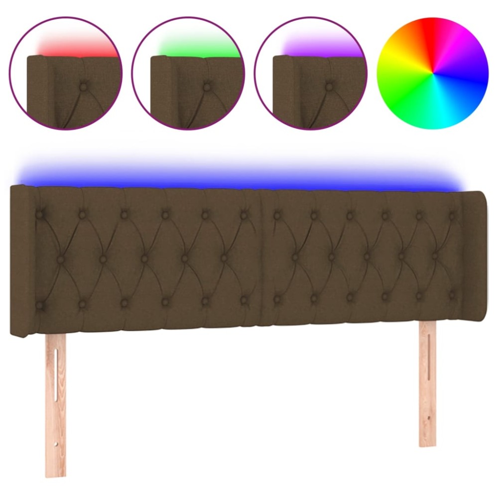 vidaXL Κεφαλάρι Κρεβατιού LED Σκούρο Καφέ 147x16x78/88 εκ. Υφασμάτινο