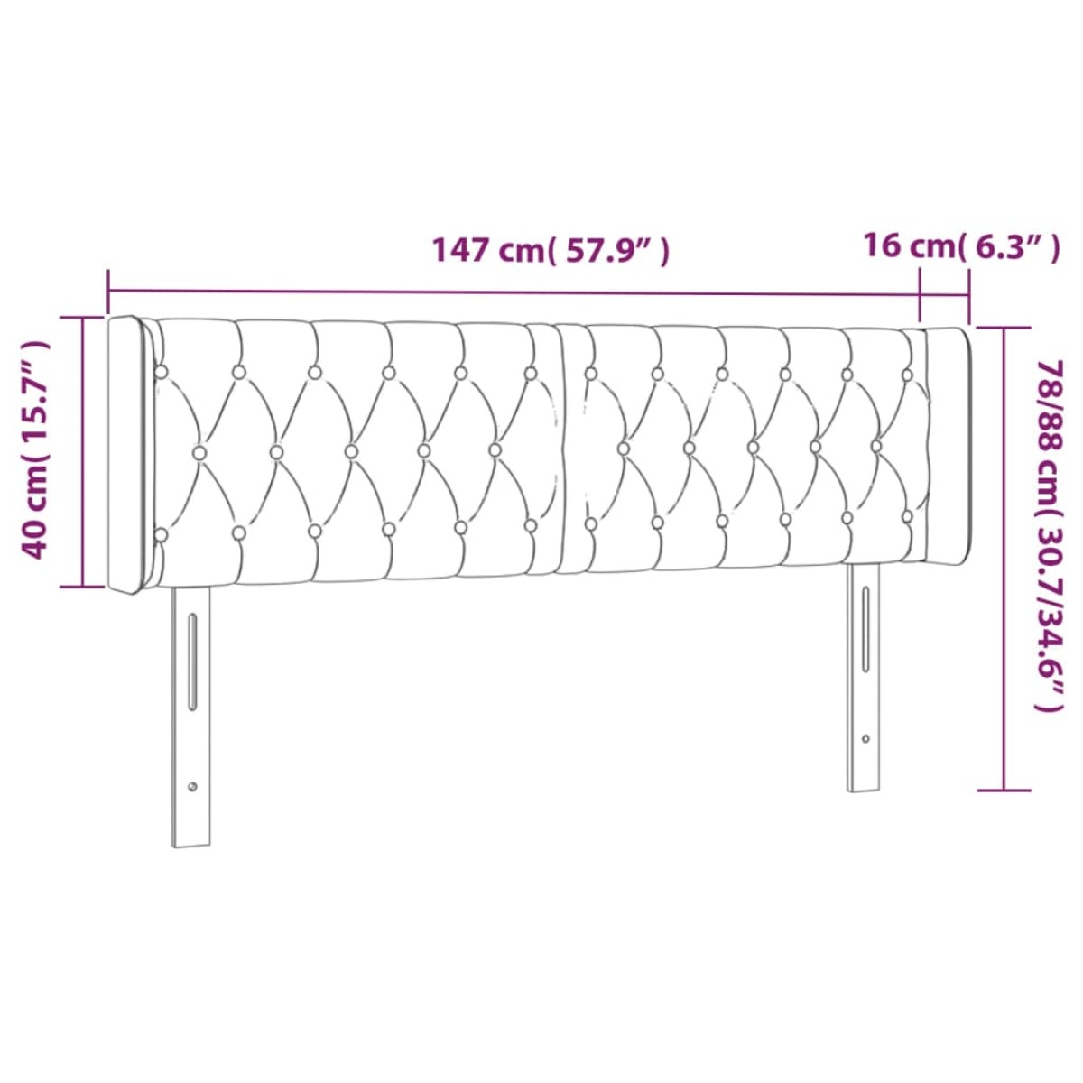 vidaXL Κεφαλάρι Κρεβατιού LED Σκούρο Καφέ 147x16x78/88 εκ. Υφασμάτινο