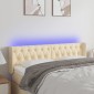 vidaXL Κεφαλάρι Κρεβατιού LED Κρεμ 147x16x78/88 εκ. Υφασμάτινο