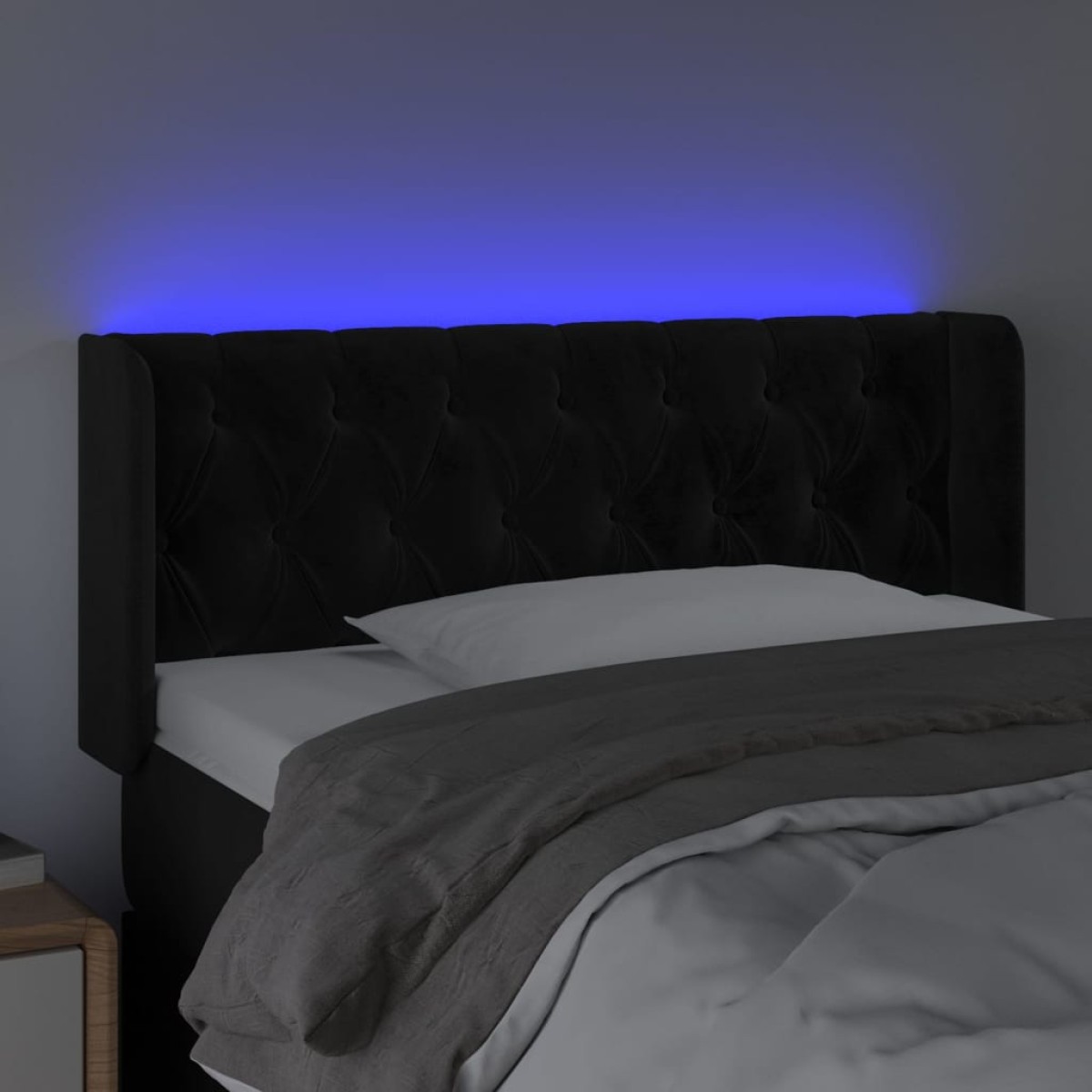 vidaXL Κεφαλάρι Κρεβατιού LED Μαύρο 93x16x78/88 εκ. Βελούδινο