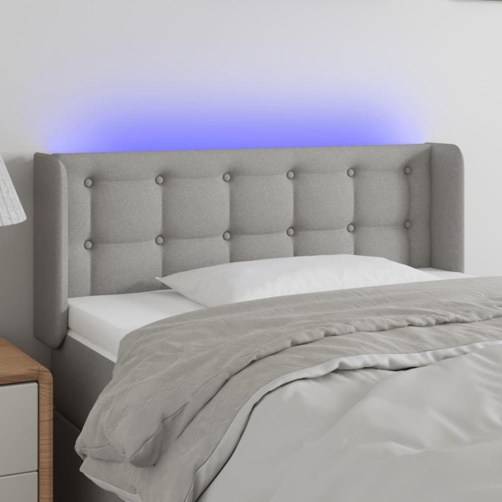 vidaXL Κεφαλάρι Κρεβατιού LED Ανοιχτό Γκρι 83x16x78/88 εκ. Υφασμάτινο