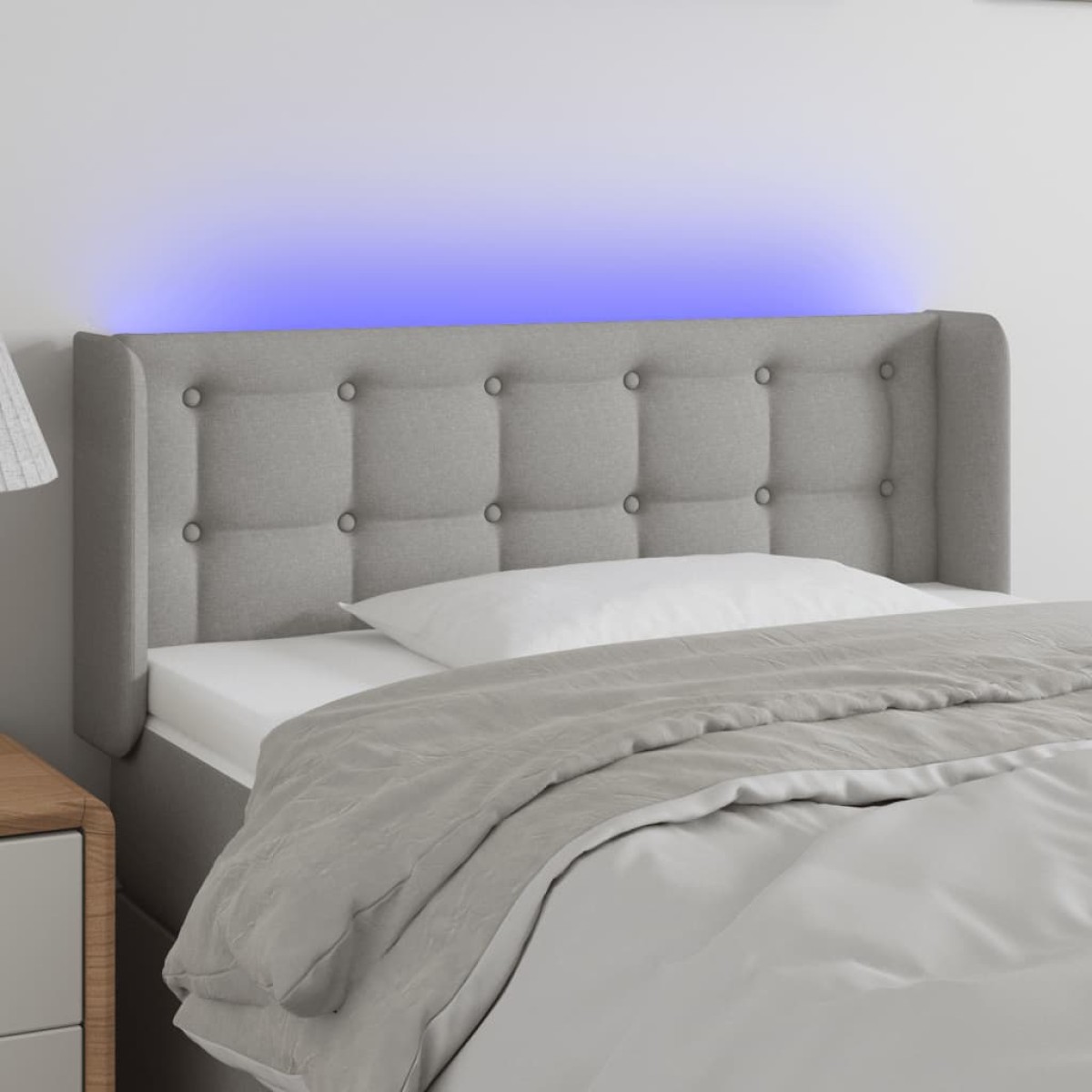 vidaXL Κεφαλάρι Κρεβατιού LED Ανοιχτό Γκρι 83x16x78/88 εκ. Υφασμάτινο