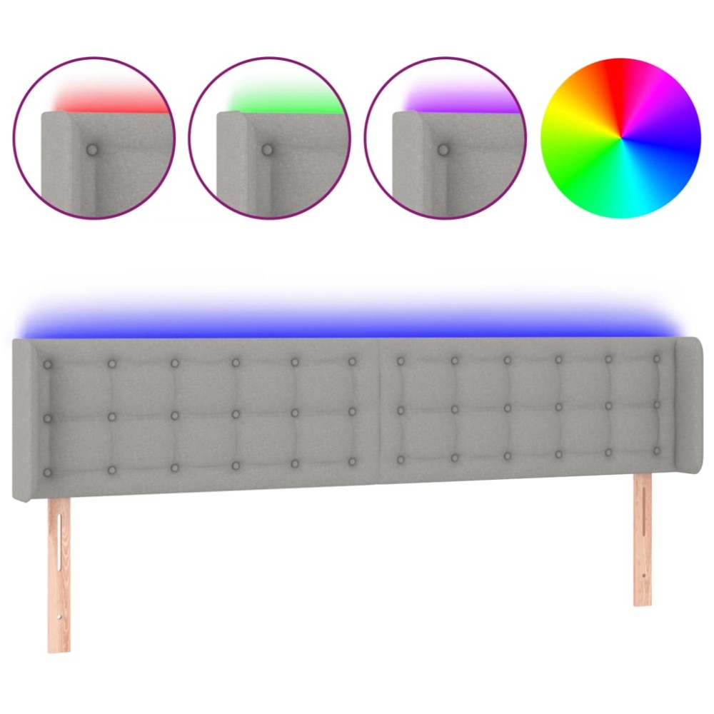 vidaXL Κεφαλάρι Κρεβατιού LED Ανοιχτό Γκρι 163x16x78/88 εκ. Υφασμάτινο