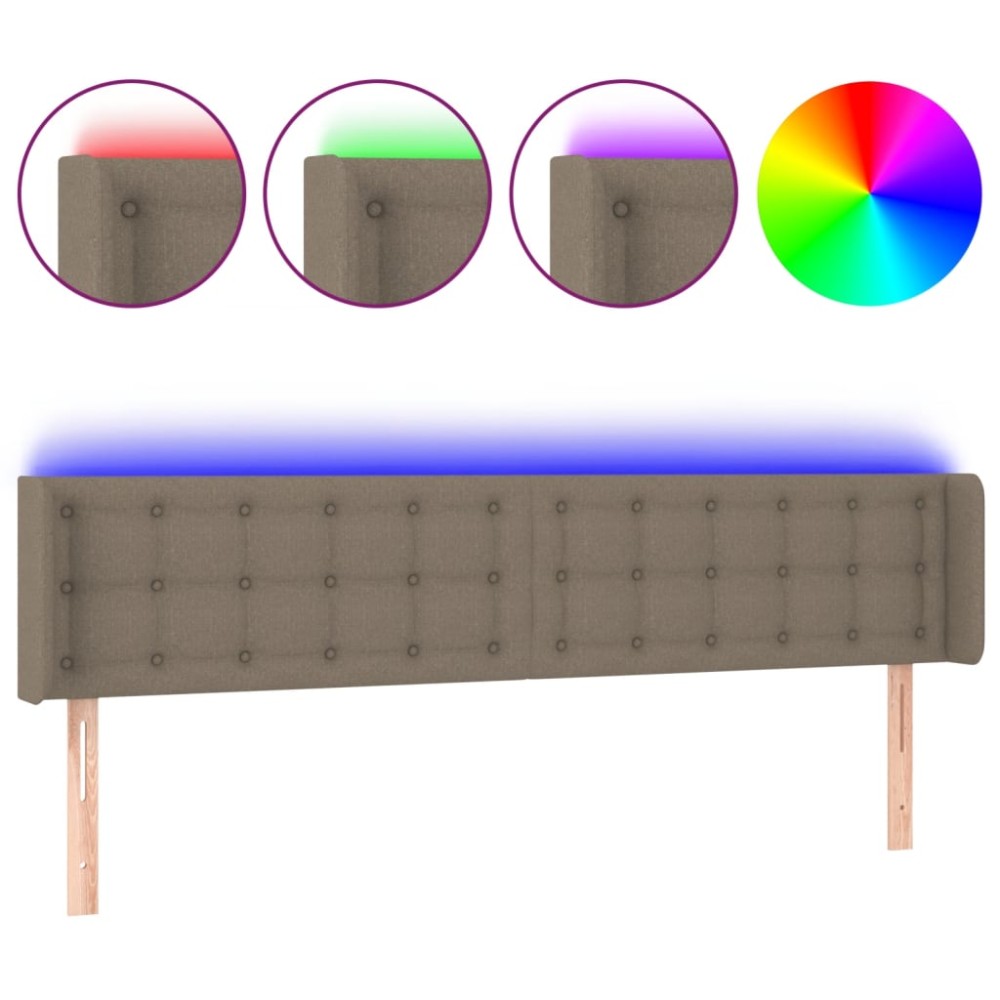 vidaXL Κεφαλάρι Κρεβατιού LED Taupe 163x16x78/88 εκ. Υφασμάτινο