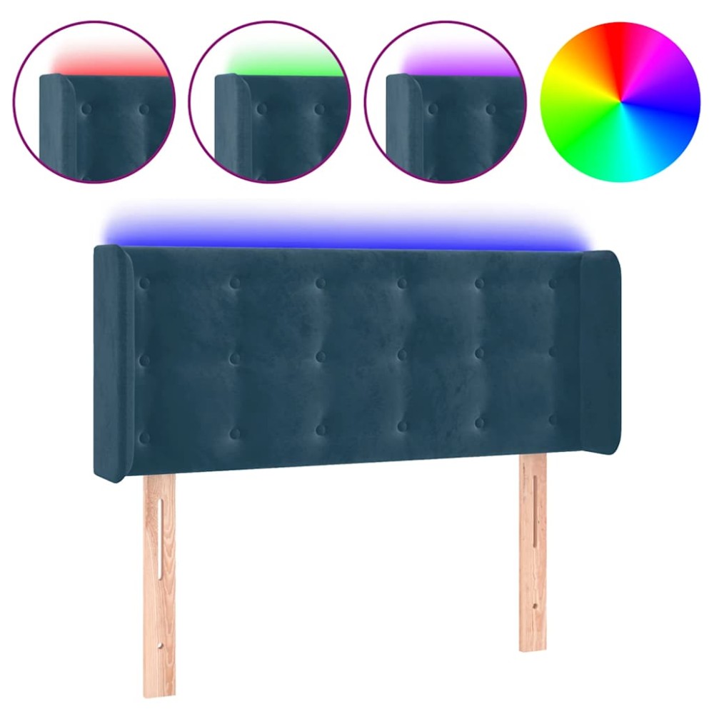 vidaXL Κεφαλάρι Κρεβατιού LED Σκούρο Μπλε 83x16x78/88 εκ. Βελούδινο
