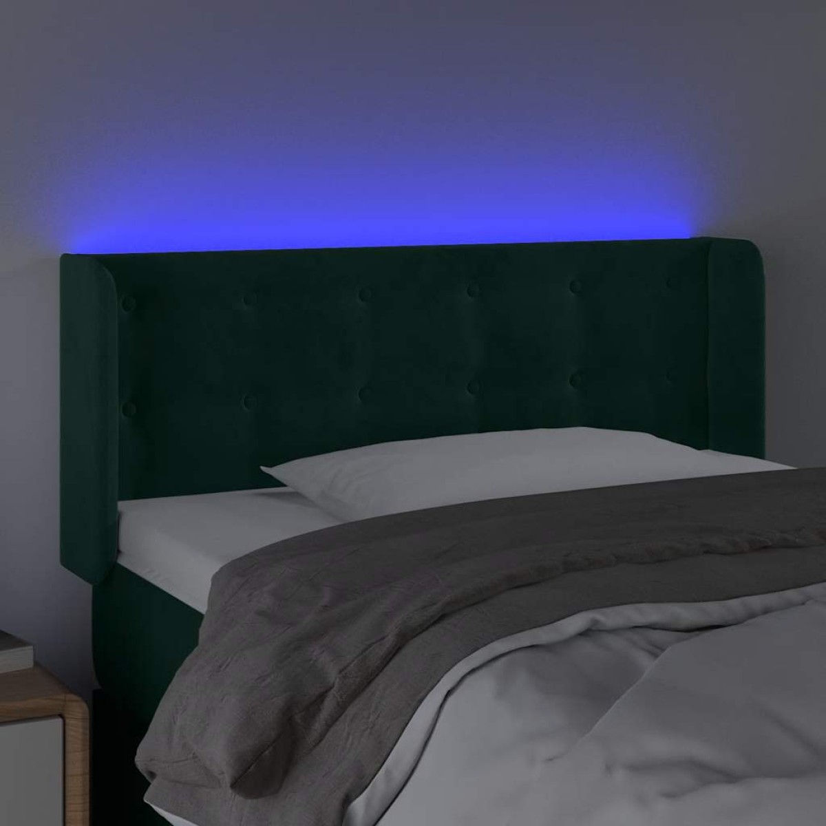 vidaXL Κεφαλάρι Κρεβατιού LED Σκούρο Πράσινο 103x16x78/88εκ. Βελούδινο