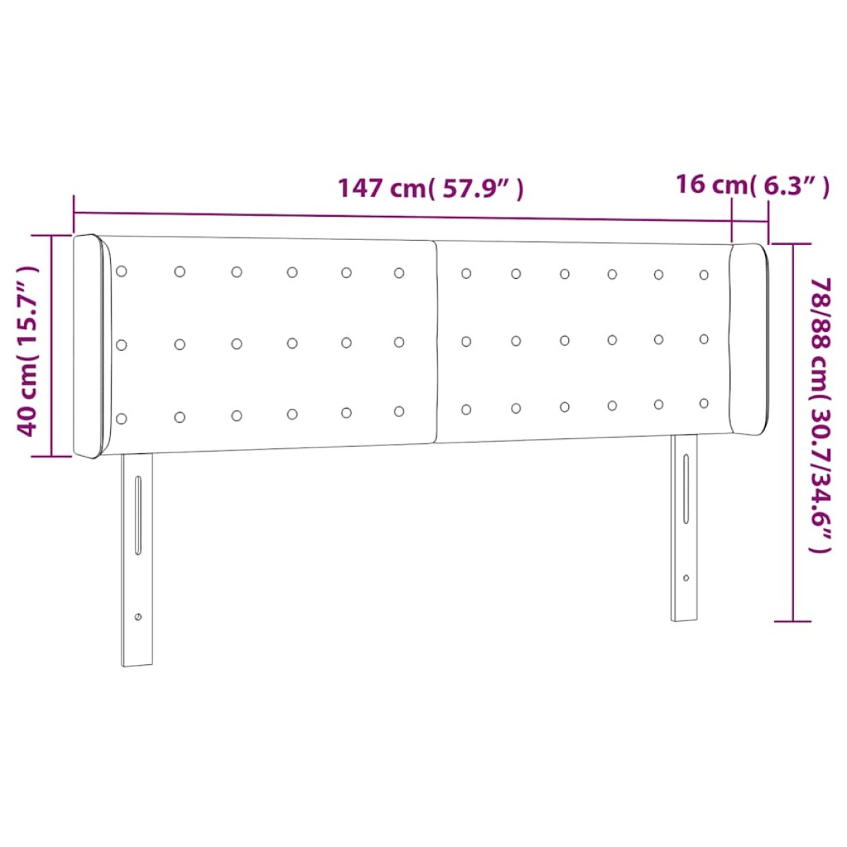 vidaXL Κεφαλάρι Κρεβατιού LED Σκούρο Πράσινο 147x16x78/88εκ. Βελούδινο