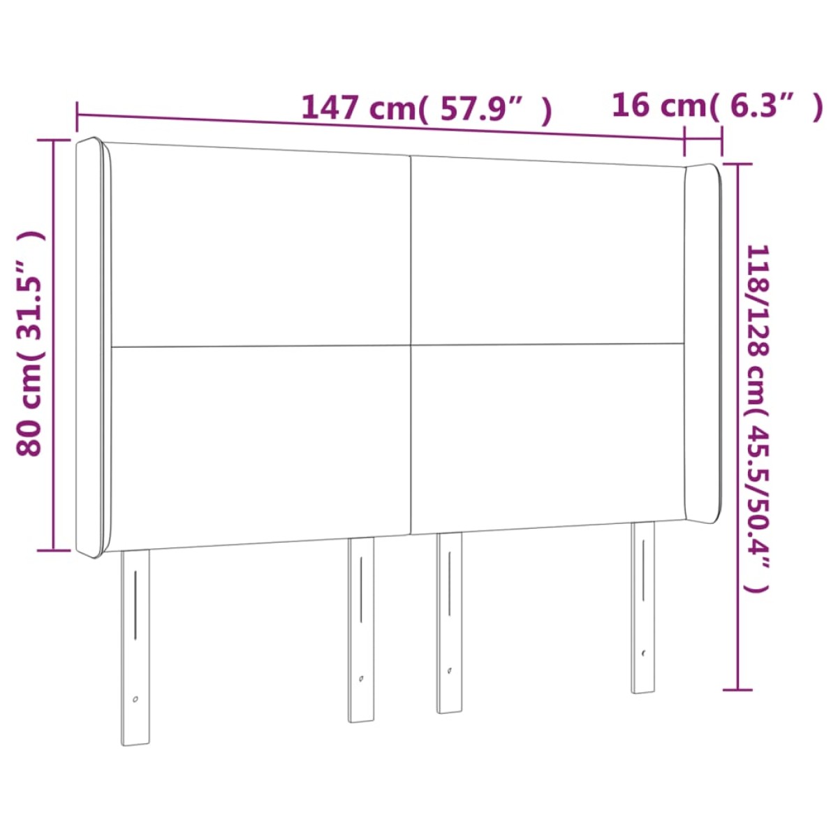 vidaXL Κεφαλάρι Κρεβατιού LED Μπλε 147x16x118/128 εκ. Υφασμάτινο