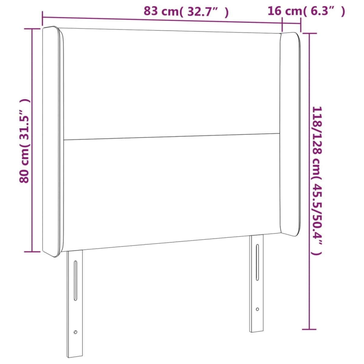vidaXL Κεφαλάρι Κρεβατιού LED Σκούρο Γκρι 83x16x118/128εκ. Βελούδινο