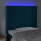 vidaXL Κεφαλάρι Κρεβατιού LED Σκούρο Μπλε 83x16x118/128εκ. Βελούδινο