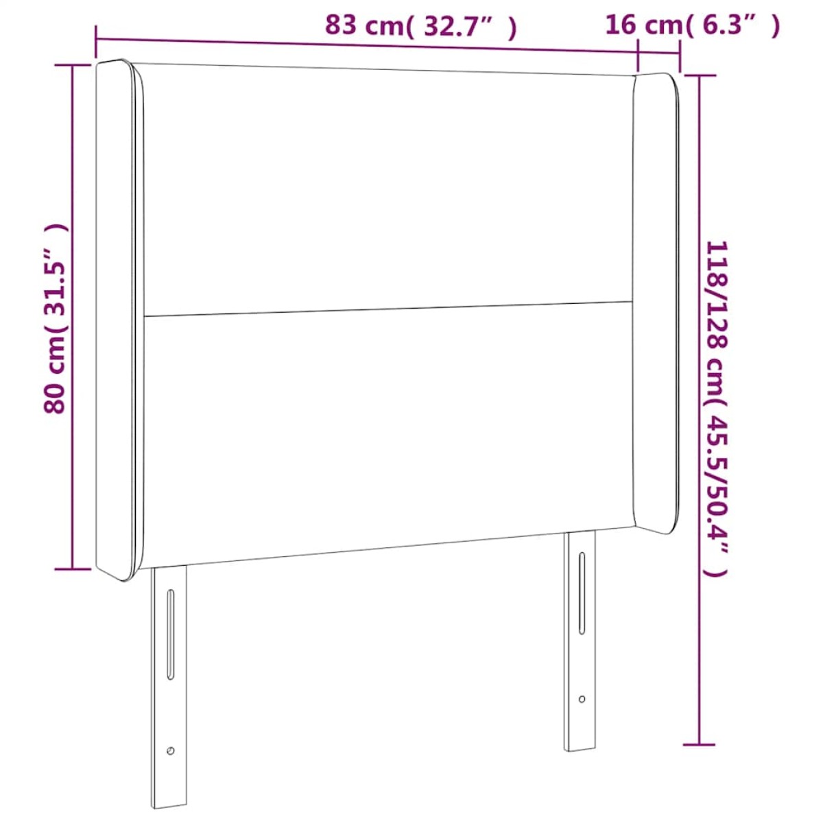 vidaXL Κεφαλάρι Κρεβατιού LED Σκούρο Μπλε 83x16x118/128εκ. Βελούδινο