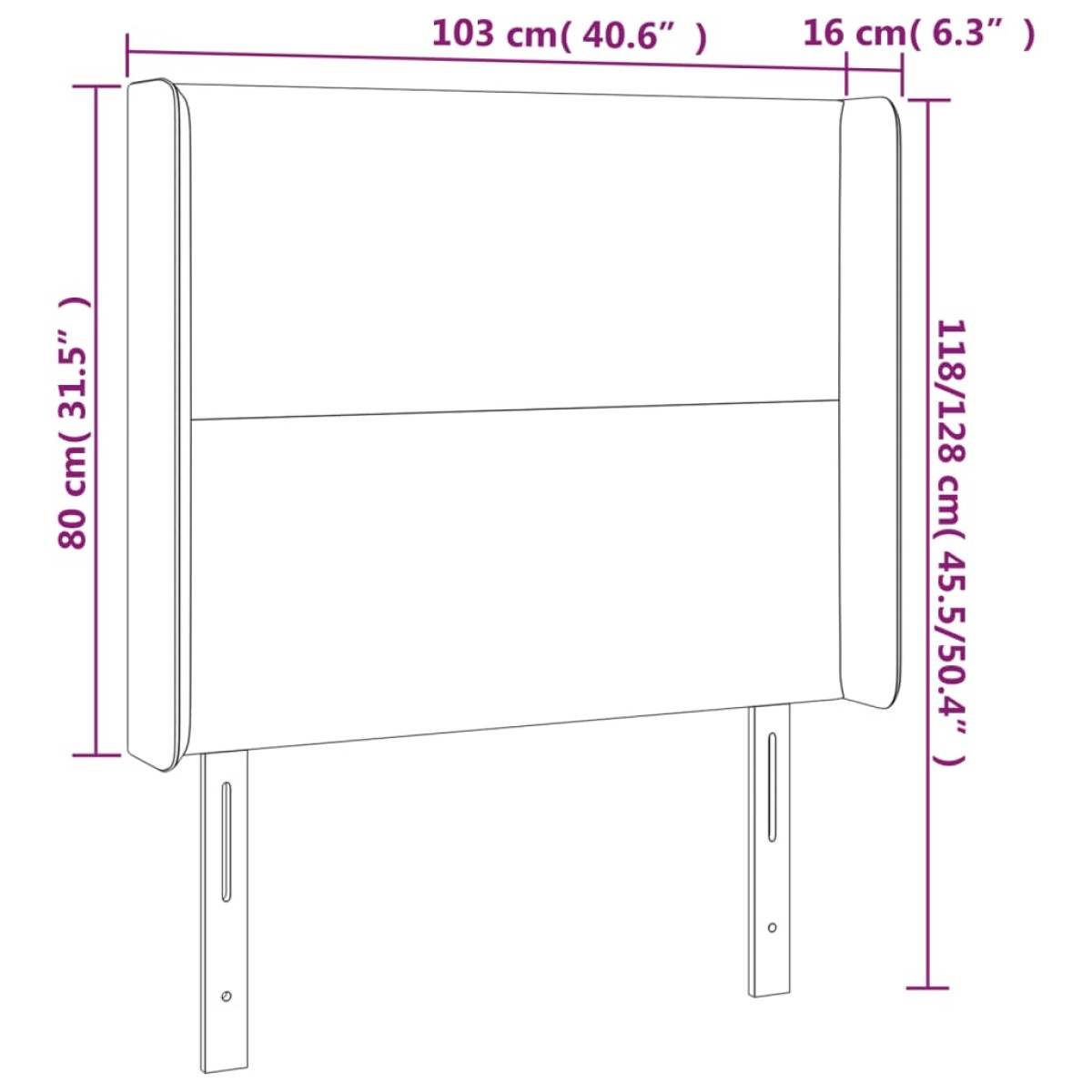 vidaXL Κεφαλάρι Κρεβατιού LED Σκούρο Γκρι 103x16x118/128εκ. Βελούδινο