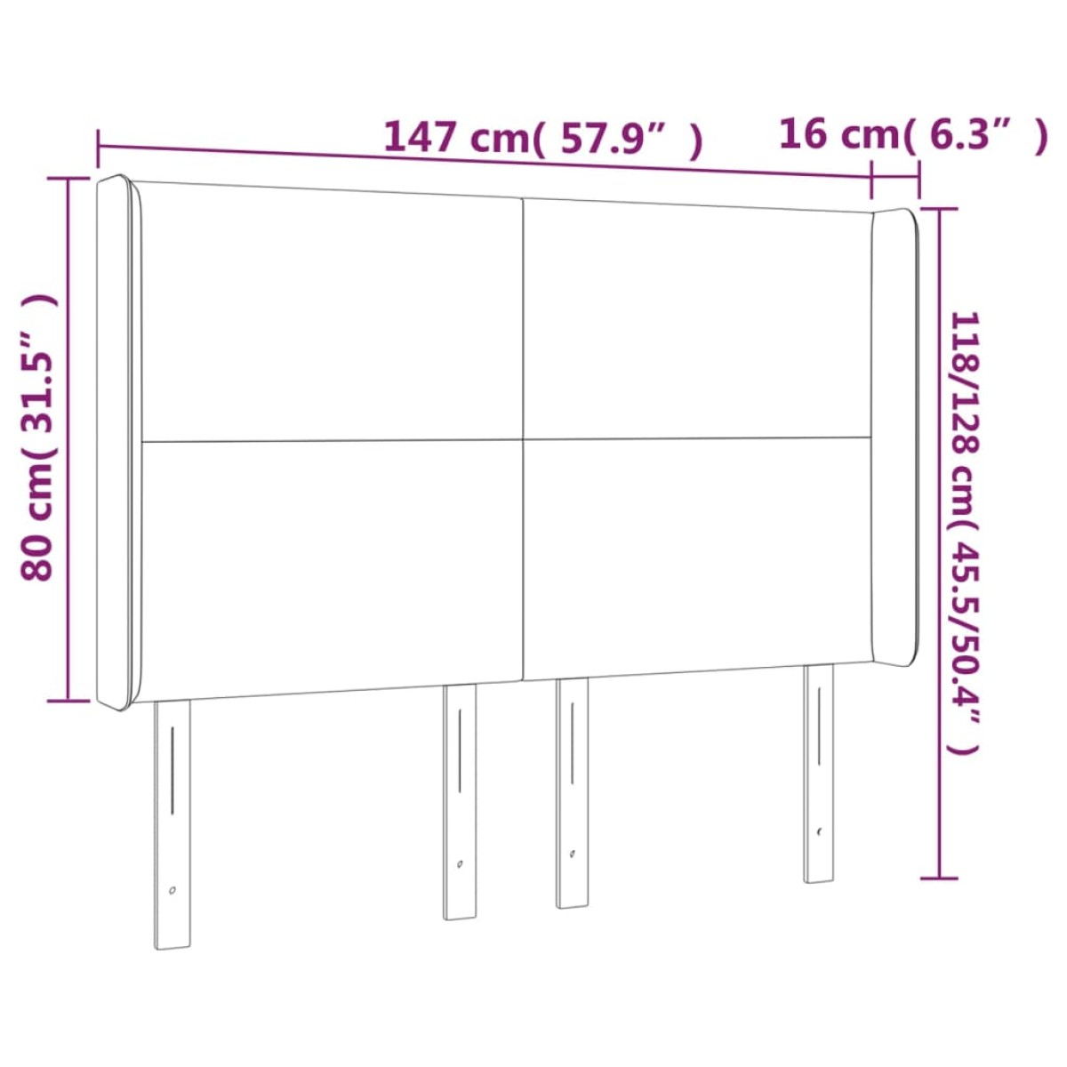 vidaXL Κεφαλάρι Κρεβατιού LED Ροζ 147x16x118/128 εκ. Βελούδινο