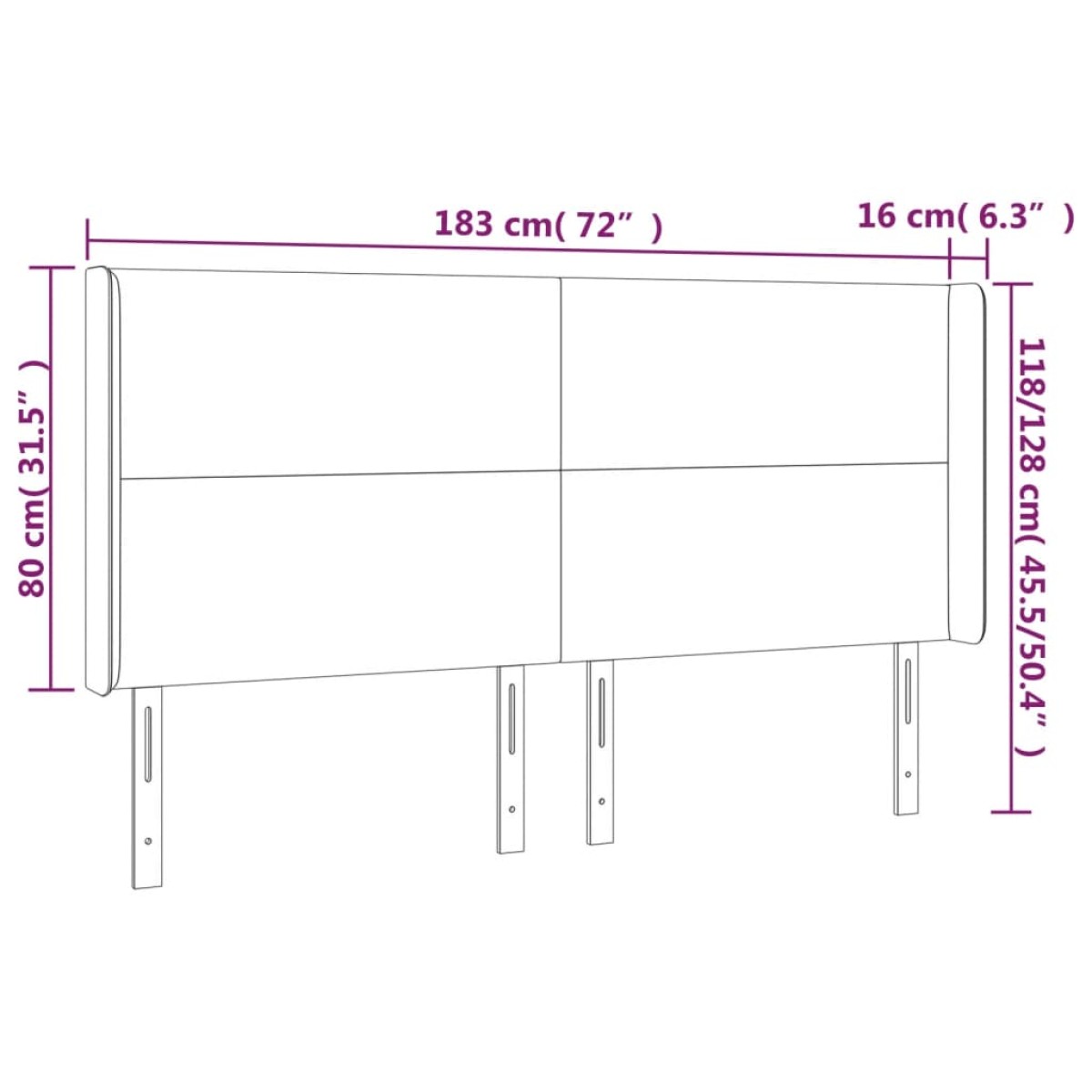 vidaXL Κεφαλάρι Κρεβατιού LED Ανοιχτό Γκρι 183x16x118/128εκ. Βελούδινο