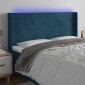 vidaXL Κεφαλάρι Κρεβατιού LED Σκούρο Μπλε 203x16x118/128 εκ. Βελούδινο
