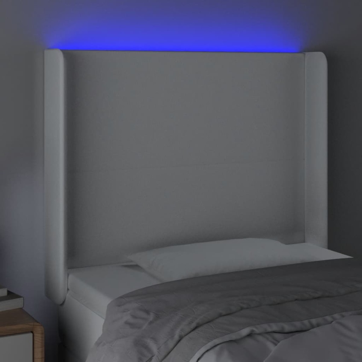 vidaXL Κεφαλάρι Κρεβατιού LED Λευκό 93x16x118/128 εκ. Συνθετ. Δέρμα