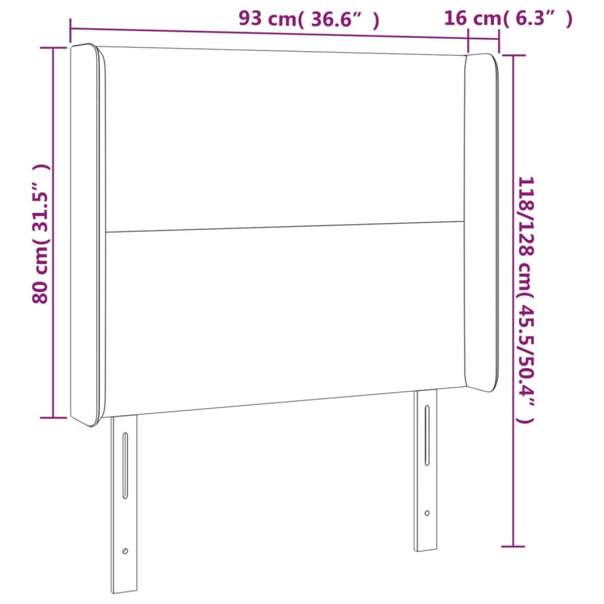 vidaXL Κεφαλάρι Κρεβατιού LED Λευκό 93x16x118/128 εκ. Συνθετ. Δέρμα