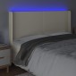 vidaXL Κεφαλάρι Κρεβατιού LED Κρεμ 203x16x118/128 εκ. Συνθετ. Δέρμα