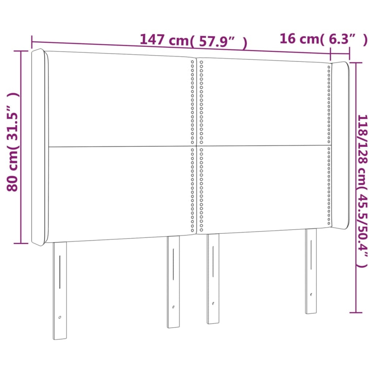 vidaXL Κεφαλάρι Κρεβατιού LED Σκούρο Καφέ 147x16x118/128εκ. Υφασμάτινο