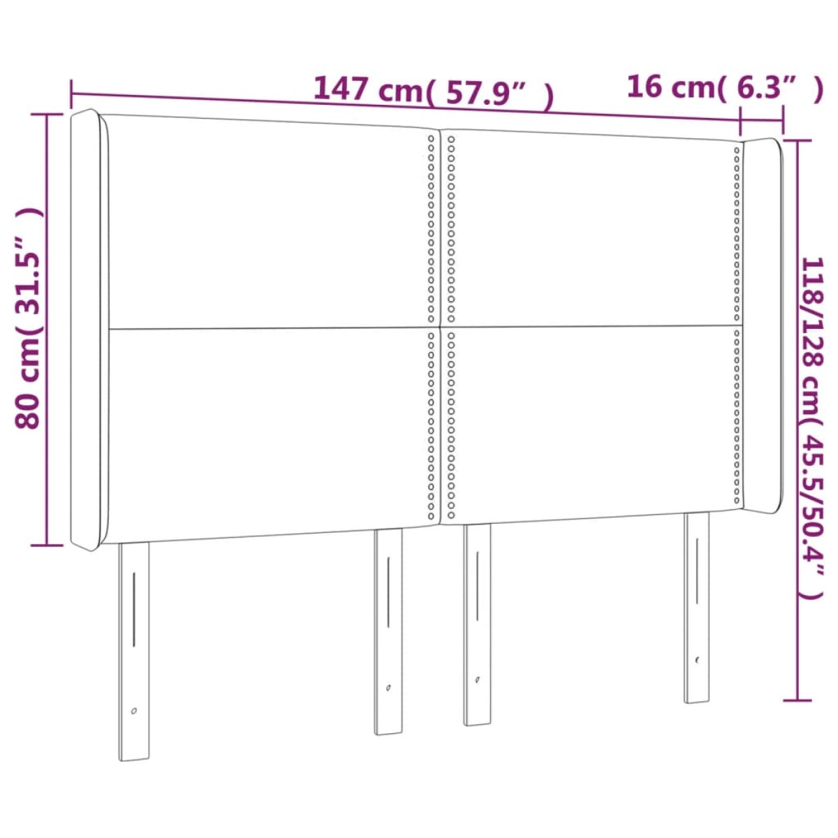 vidaXL Κεφαλάρι Κρεβατιού LED Κρεμ 147x16x118/128 εκ. Υφασμάτινο
