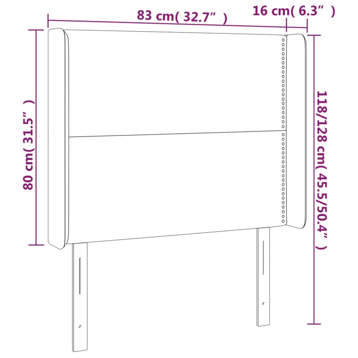 vidaXL Κεφαλάρι Κρεβατιού LED Μαύρο 83x16x118/128εκ. Βελούδινο