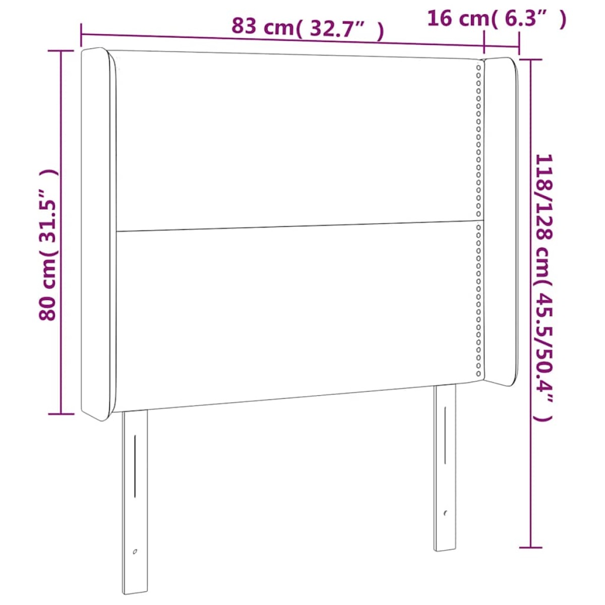 vidaXL Κεφαλάρι Κρεβατιού LED Σκούρο Μπλε 83x16x118/128εκ. Βελούδινο