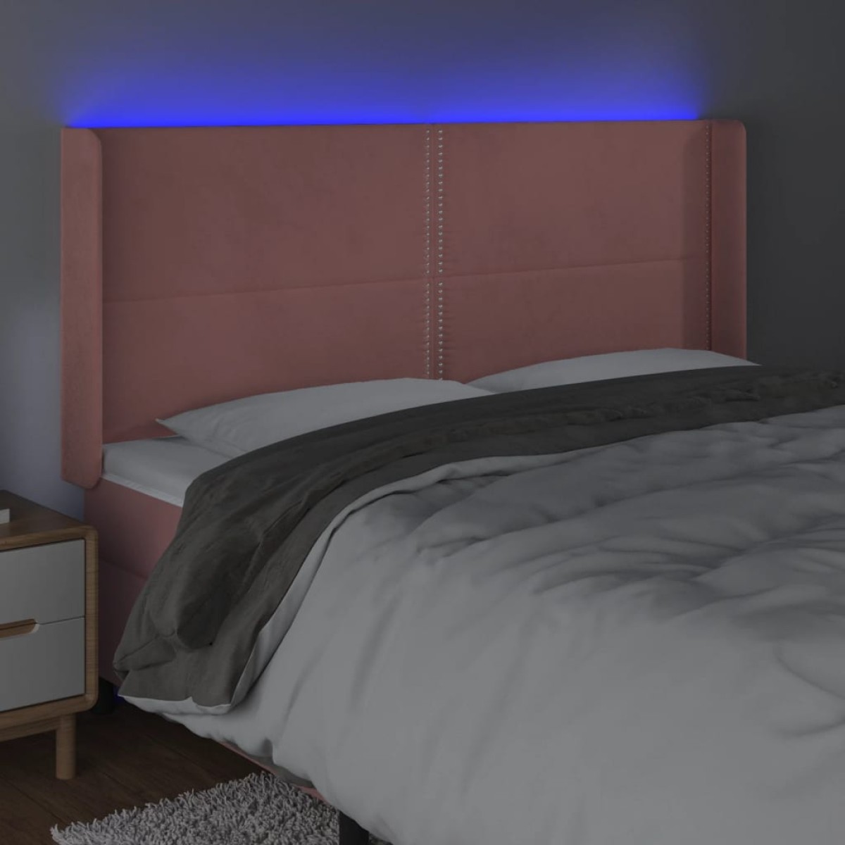 vidaXL Κεφαλάρι Κρεβατιού LED Ροζ 163x16x118/128 εκ. Βελούδινο