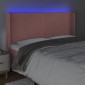 vidaXL Κεφαλάρι Κρεβατιού LED Ροζ 163x16x118/128 εκ. Βελούδινο